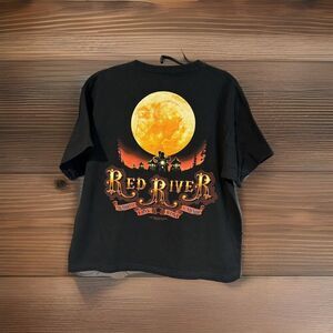 Red River NM Memorial Day Run T-Shirt Large Black Graphic Tee Motorcycle Moon